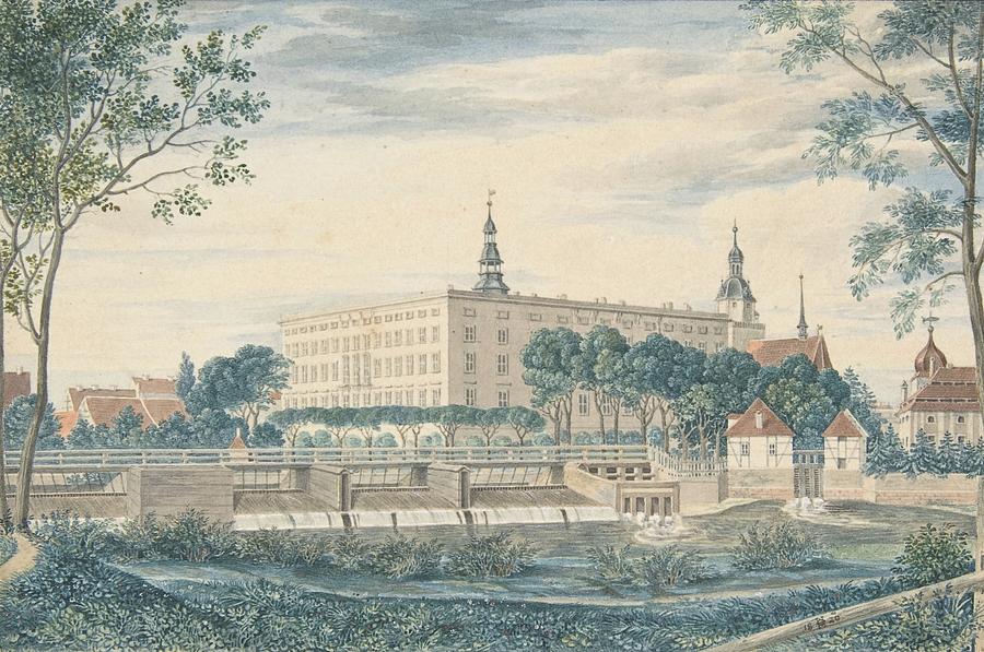 Architecture Drawing - View Of The Dessau Castle From The East by Heinrich Olivier