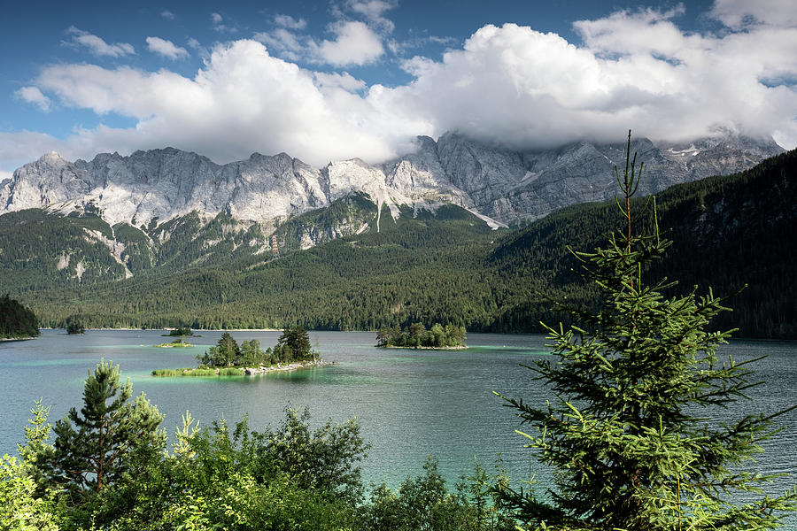 View Of The Eibsee And The Zugspitze Massif, Grainau, Upper Bavaria ...