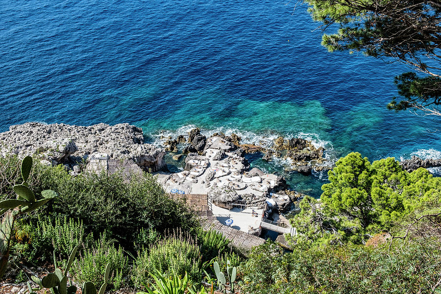 View Of The Fontelina Bathing Establishment, Capri Island, Gulf Of Naples, Italy Photograph by Arnt Haug