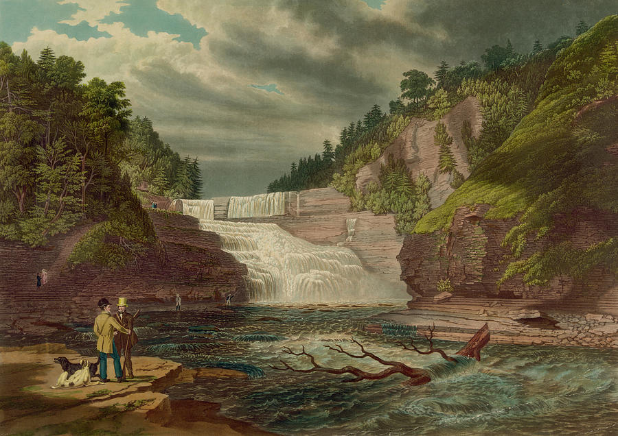 View of the high falls of Trenton, West Canada Creek, N.Y. Painting by Unknown