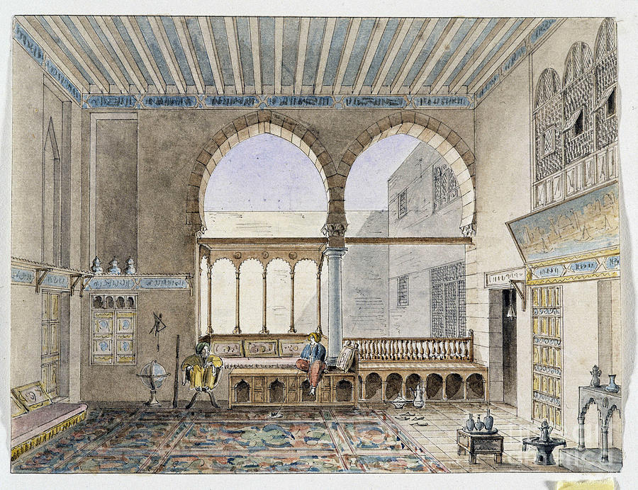 View Of The Interior Of The Sheik Jabarti Palace. Watercolour By Pascal ...