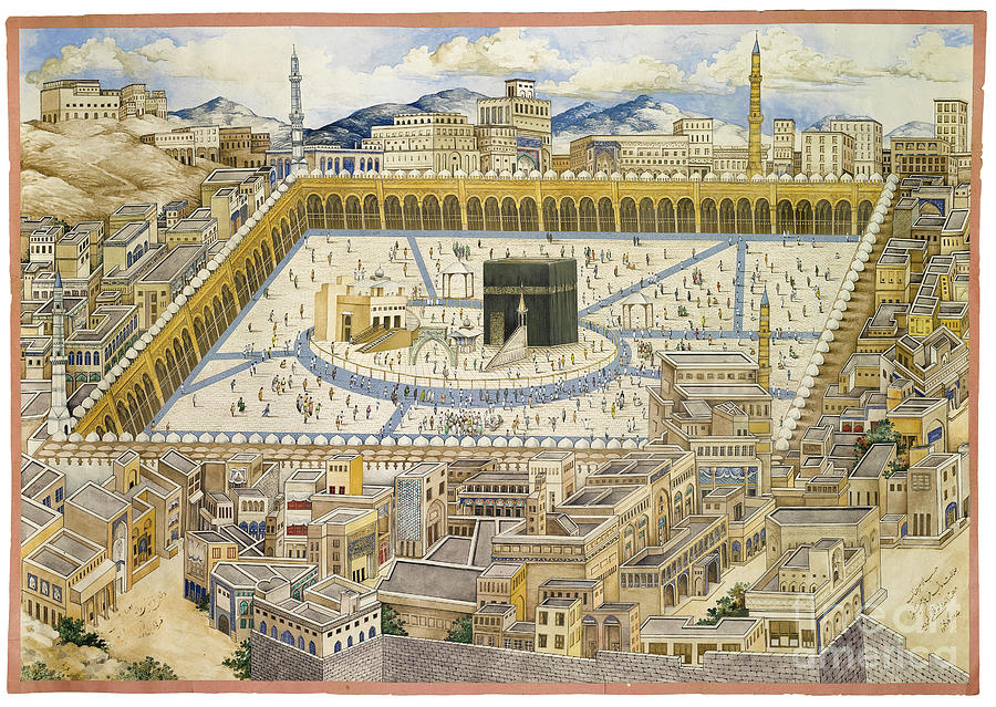 View Of The Kaaba And Surrounding Drawing by Heritage Images