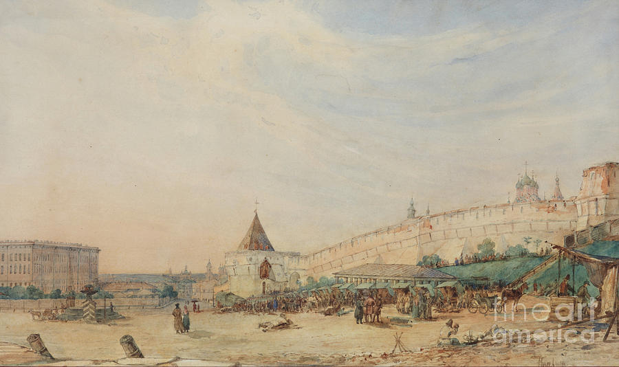 View Of The Kitay-gorod In Moscow Drawing by Heritage Images