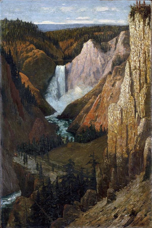 Tree Painting - View Of The Lower Falls, Grand Canyon Of The Yellowstone by Grafton Tyler Brown