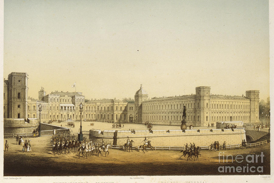 Architecture Drawing - View Of The Main Gatchina Palace, Mid by Heritage Images