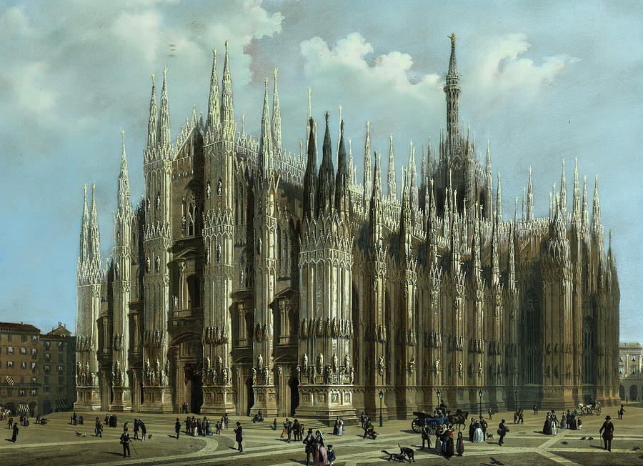 Architecture Painting - View of the Milan Cathedral by Carlo Grubacs
