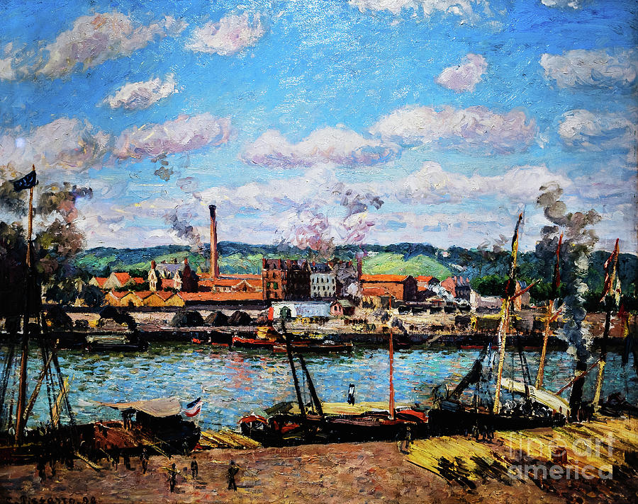 View of the Oissel Cotton Mill Near Rouen by Pissarro Painting by Camille Pissarro