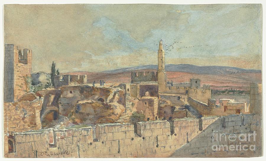 View Of The Old City Of Jerusalem Drawing by Heritage Images