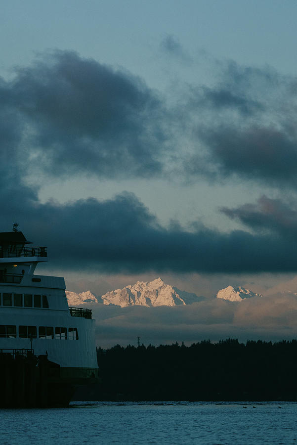 Olympic National Park Photograph - View Of The Olympic Mountains From The Edmonds Ferry Terminal by Cavan Images
