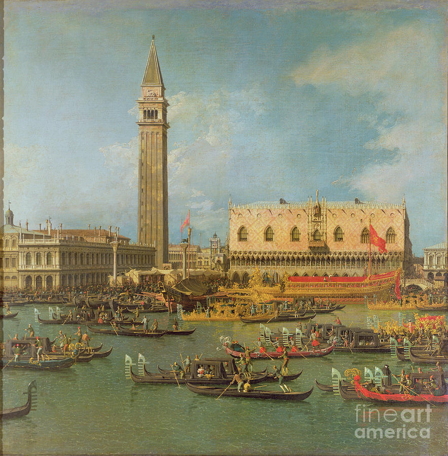 View Of The Palace Of St Mark, Venice, With Preparations For The Doges Wedding Painting by Canaletto