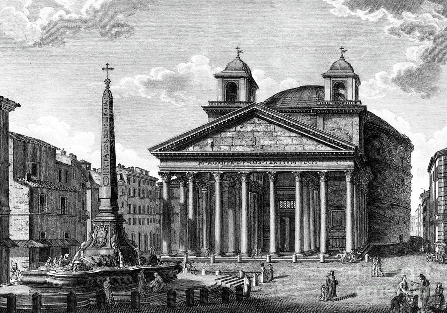 View Of The Pantheon, Rome, 1810 Drawing by Giuseppe Acquaroni Pixels
