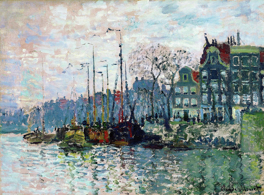 Claude Monet Painting - View of the Prins Hendrikkade and the Kromme Waal in Amsterdam - Digital Remastered Edition by Claude Monet