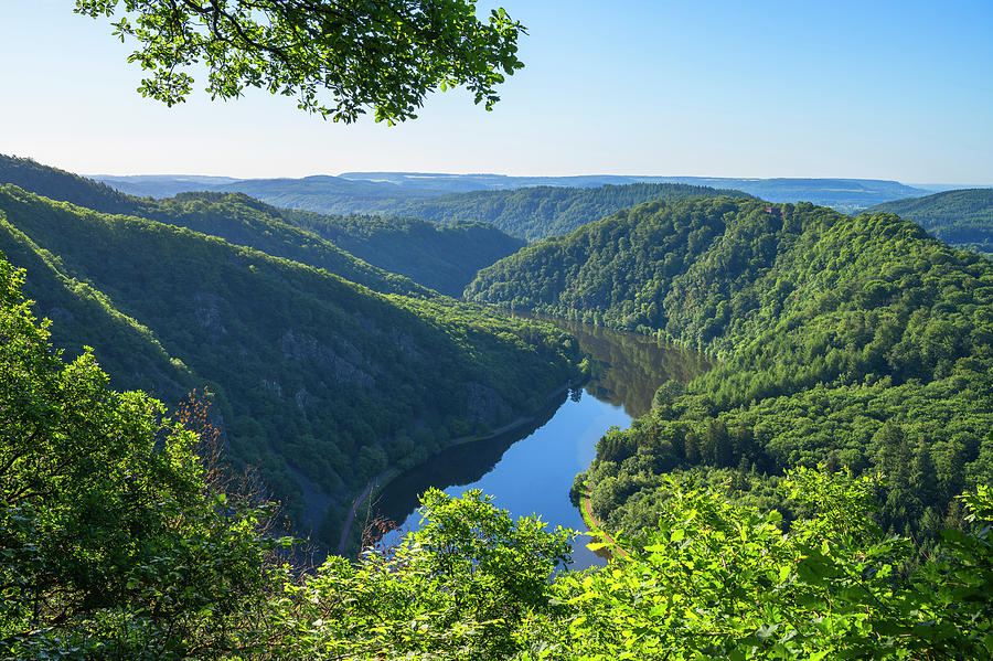 View Of The Saar From The Lookout Point Kleine Cloef Orscholz Saarland Germany Photograph By