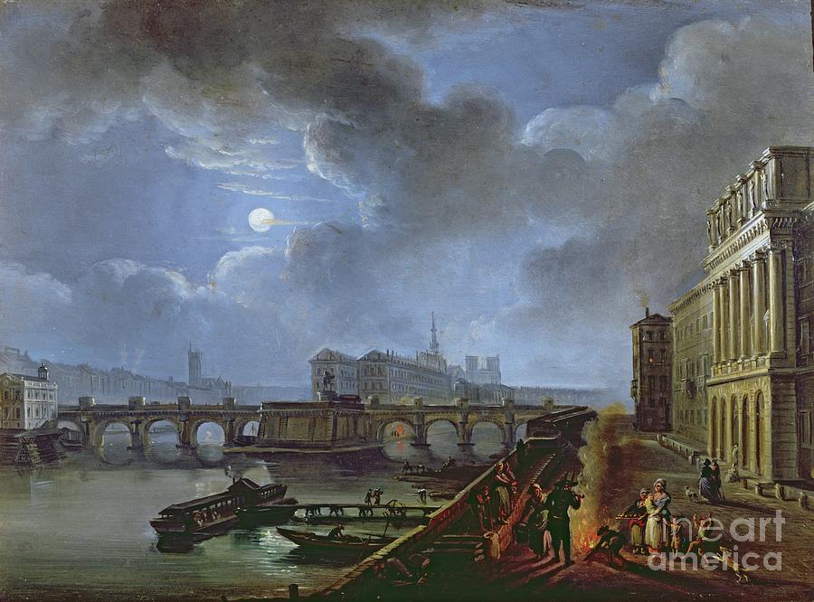 View Of The Seine From The Left Bank, End Eighteenth Century Painting by French School