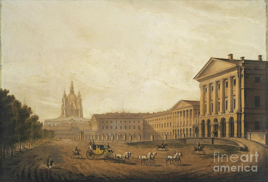 View Of The Smolny Institute For Noble Drawing by Heritage Images