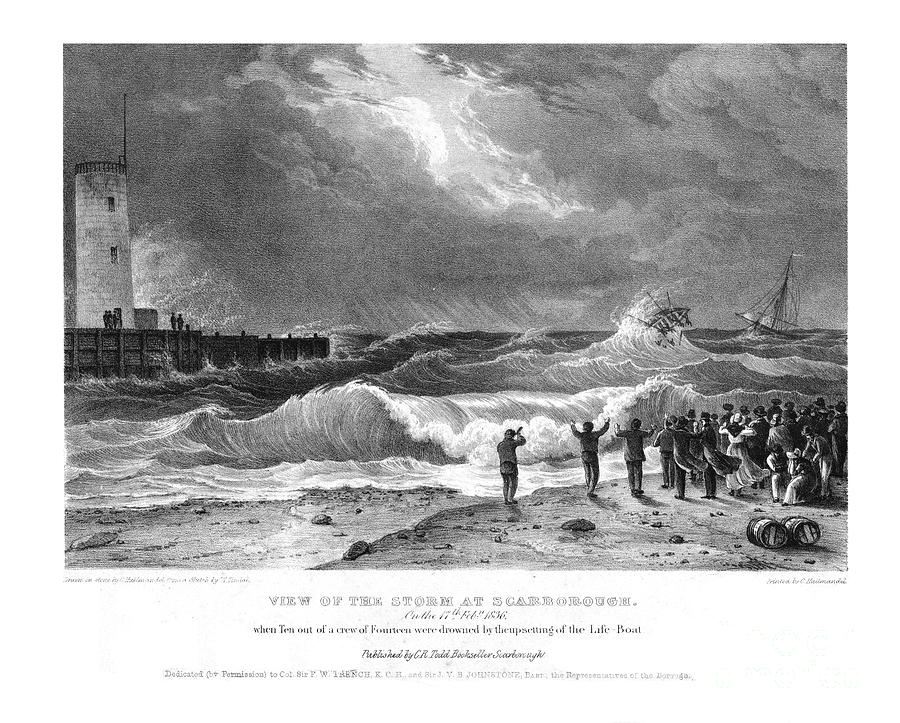 View Of The Storm At Scarborough Drawing by Print Collector
