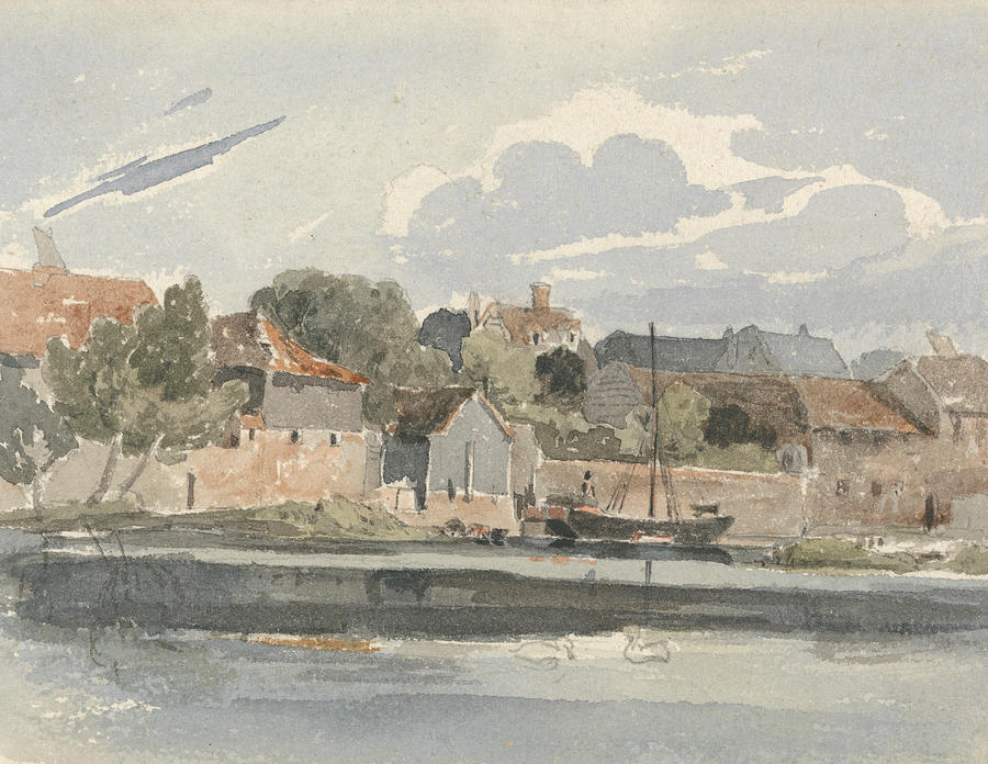 View of the Thames at Kingston Drawing by Peter De Wint