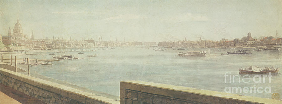 Boat Painting - View Of The Thames, London by Samuel Scott
