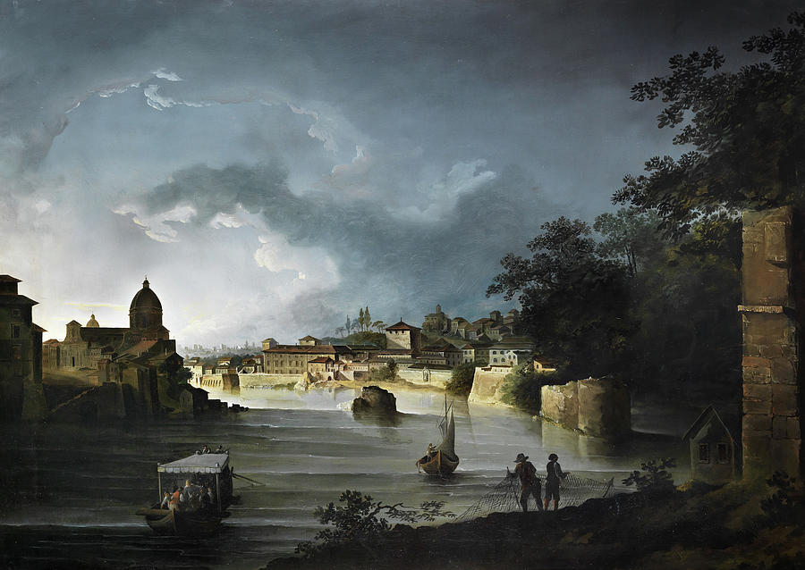 Michael Painting - View Of The Tiber With The Church San Giovanni Dei Fiorentini by Michael Wutky Michael Painting - View Of The Tiber With The Church San Giovanni Dei Fiorentini by Michael Wutky
