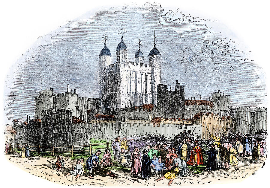London Drawing - View Of The Tower Of London Under The Reign Of Henry Iv (1367-1413), King Of England From 1399 To 1413 19th Century Colour Engraving by American School