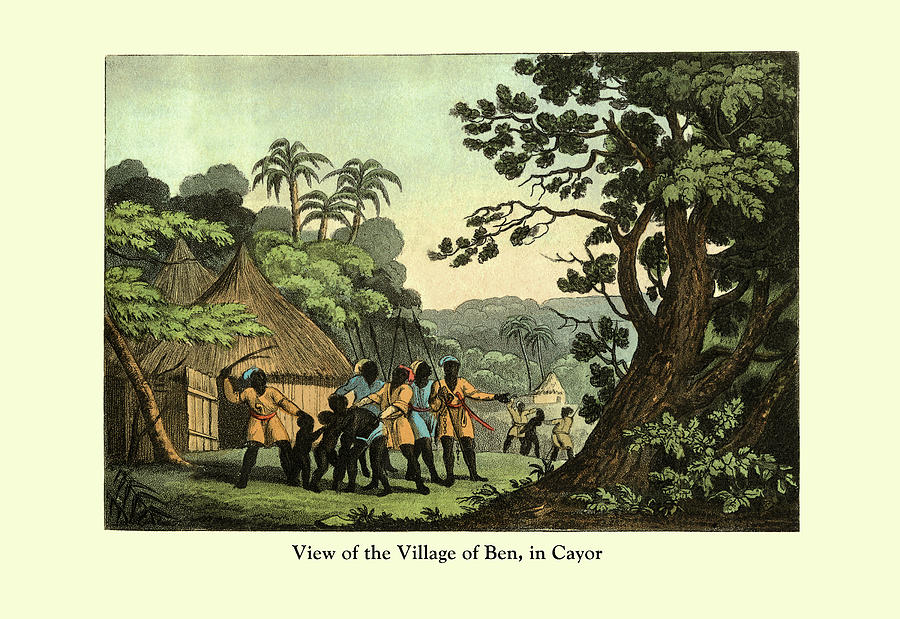 View of the Village of Ben, in Cayor Painting by Frederic Shoberl