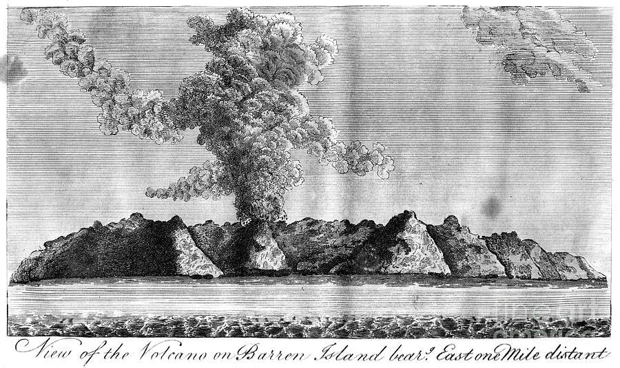 View Of The Volcano On Barren Island Drawing by Print Collector