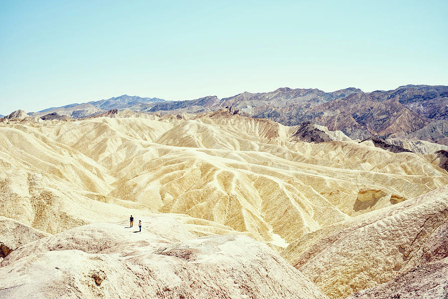 Death Valley National Park Digital Art - View Of Two Tourists At Zabriskie Point, Death Valley, California, Usa by Gu