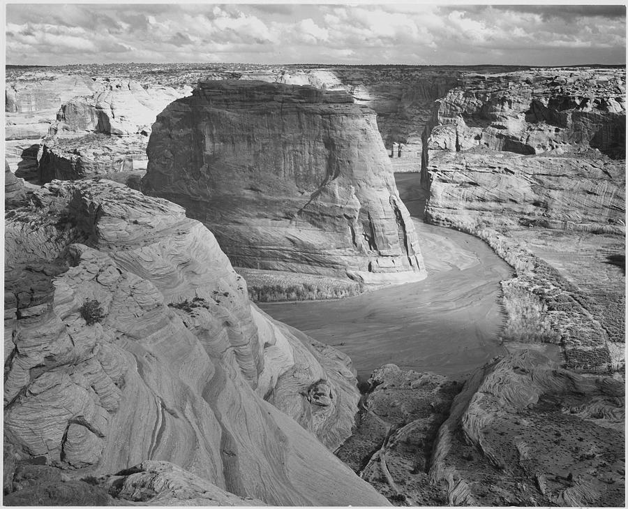 View of valley from mountain Canyon de Chelly National Monument Arizona. 1933 - 1942 Painting by Ansel Adams