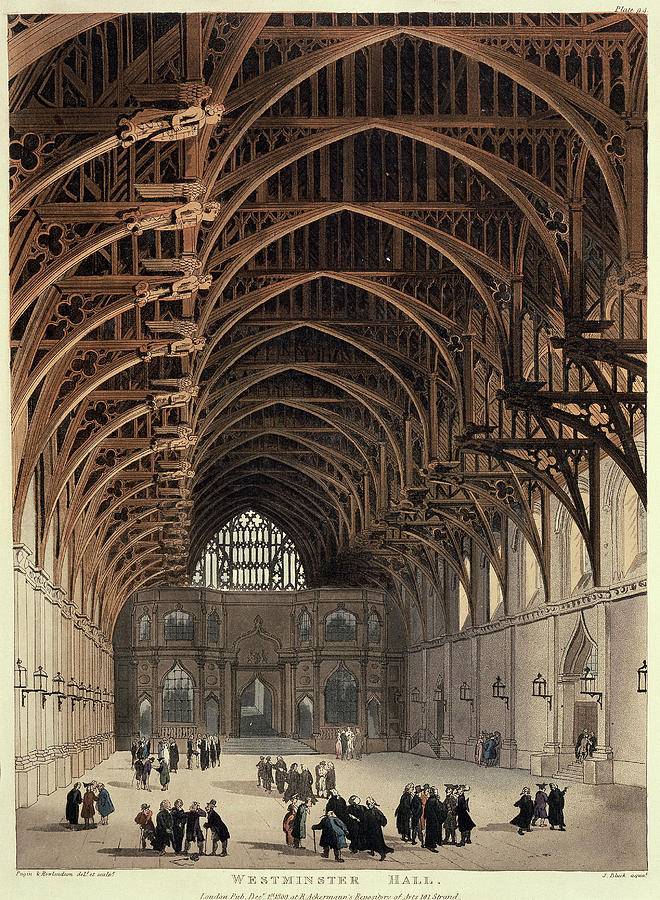View of Westminster Hall by Rowlandson and Pugin, 1809. Painting by Album
