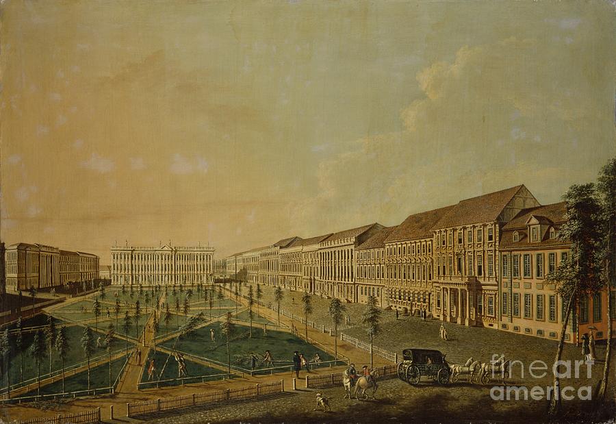 View Of Wilhelmsplatz From The South, 1773 Painting by Johann Friedrich Meyer