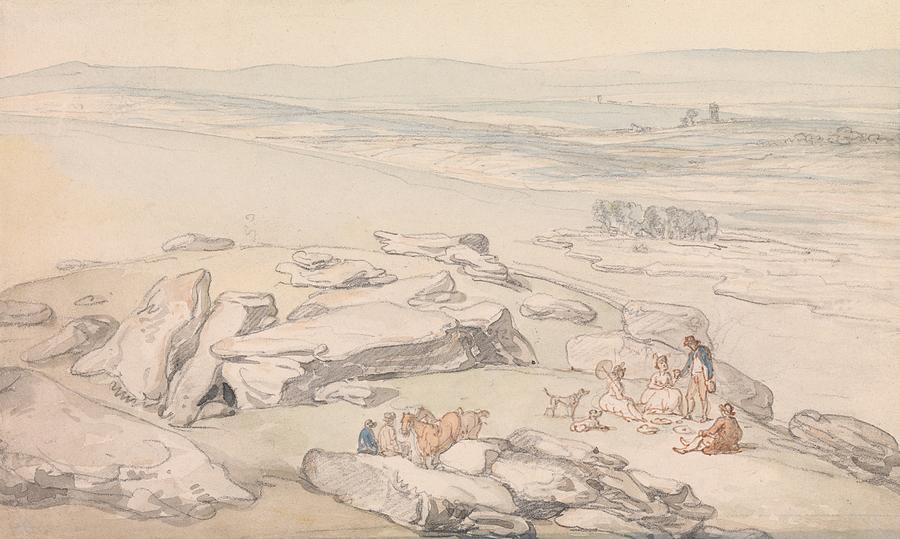 View on Exmoor Drawing by Thomas Rowlandson
