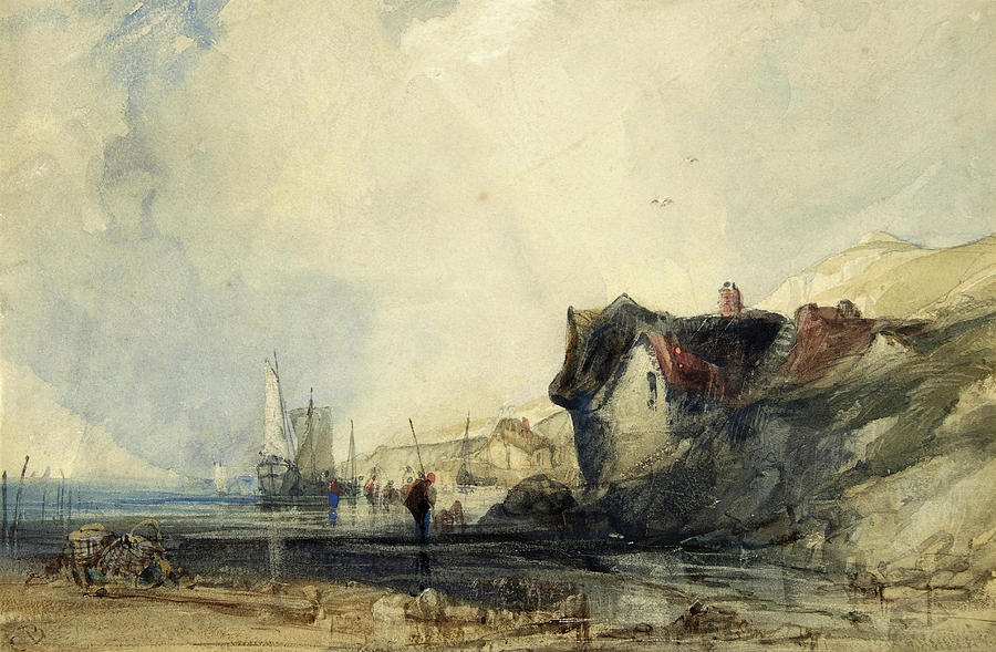 View on the Coast at Deal. Painting by Charles Bentley