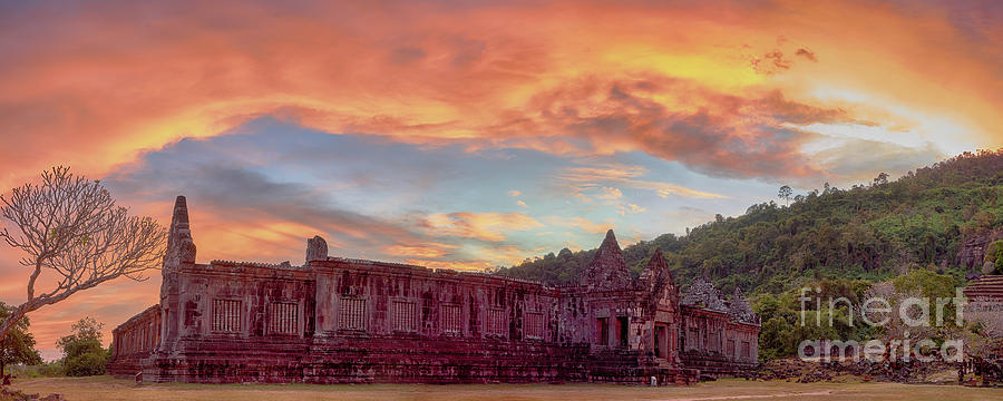 View On The South Palace Of The Vat Phou Temple Complex Unesco World Heritage Site At Sunset Time Photograph