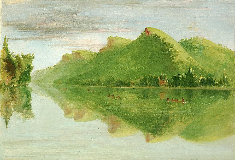 View On The Upper Mississippi, Beautiful Prairie Bluffs Painting by George Catlin View On The Upper Mississippi, Beautiful Prairie Bluffs Painting by George Catlin