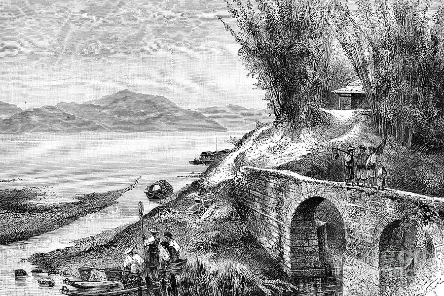 View On The Upper Yang-tze-kiang, C1890 Drawing by Print Collector