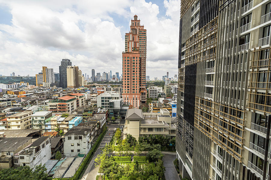 View Over Apartment Buildings And Skyline In Lower Sukhumvit From ...