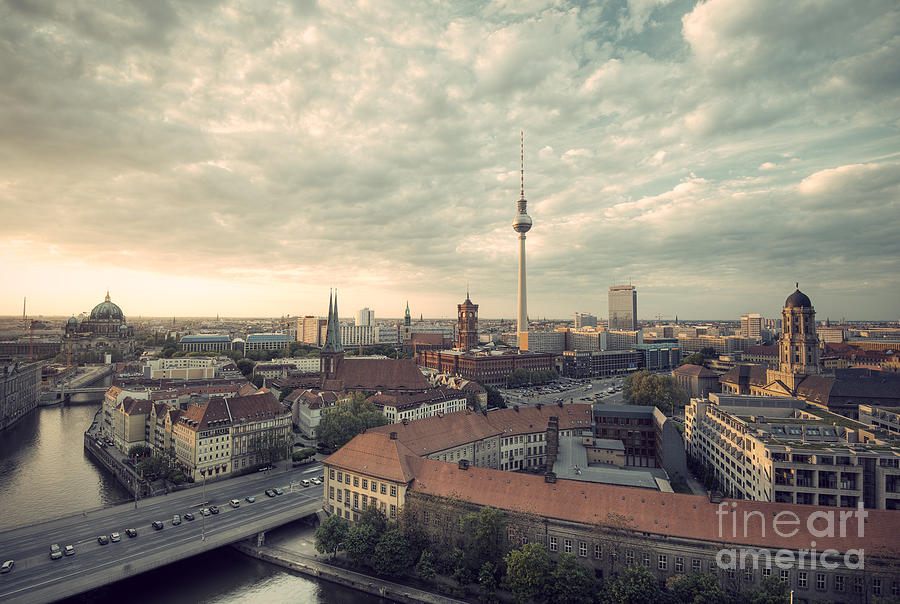 Alexanderplatz Photograph - View Over Berlin Mitte At Evening by Ar Pictures Alexanderplatz Photograph - View Over Berlin Mitte At Evening by Ar Pictures