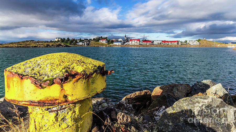 View over Borgarnes from Brakarey, Iceland Photograph by Lyl Dil Creations