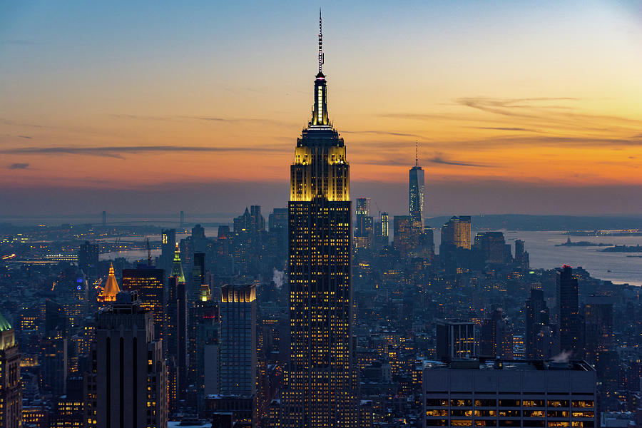 View over Manhattan at Sunset Photograph by Mark Hunter