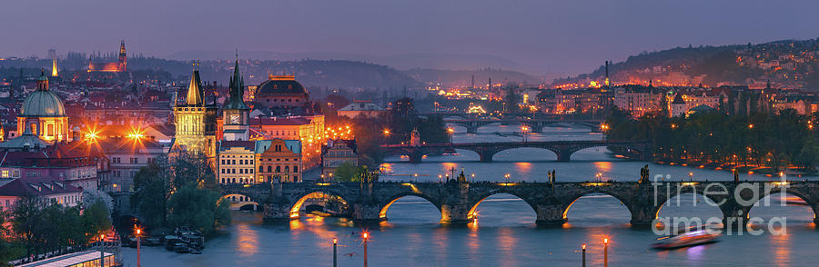 View over Prague after sunset Photograph by Henk Meijer Photography