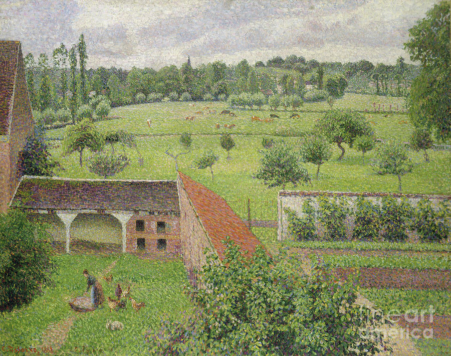 View Through A Window, Eragny, 1888 Painting by Camille Pissarro
