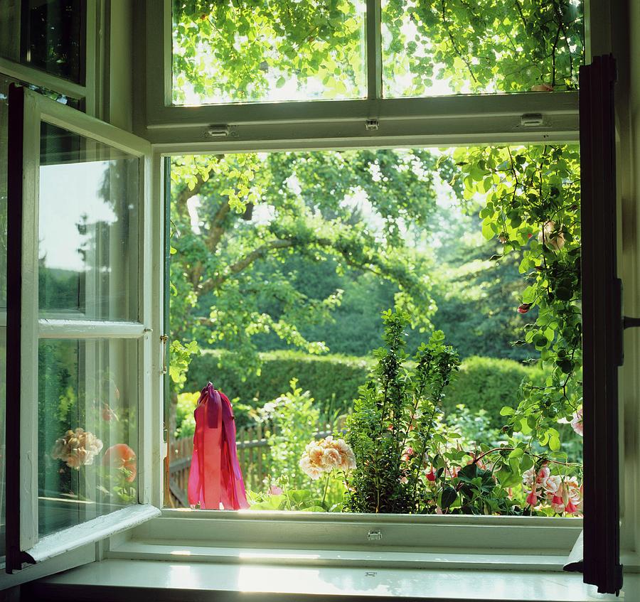 View Through Open Window Into Summery Garden Photograph by Inge ...