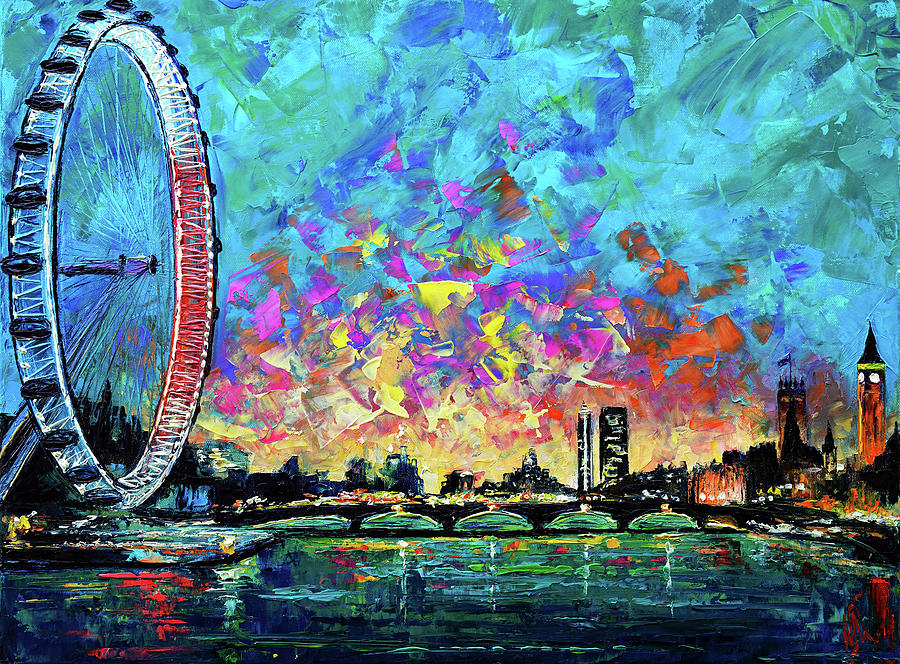Landmarks Painting - View With London Eye by Natasha Mylius
