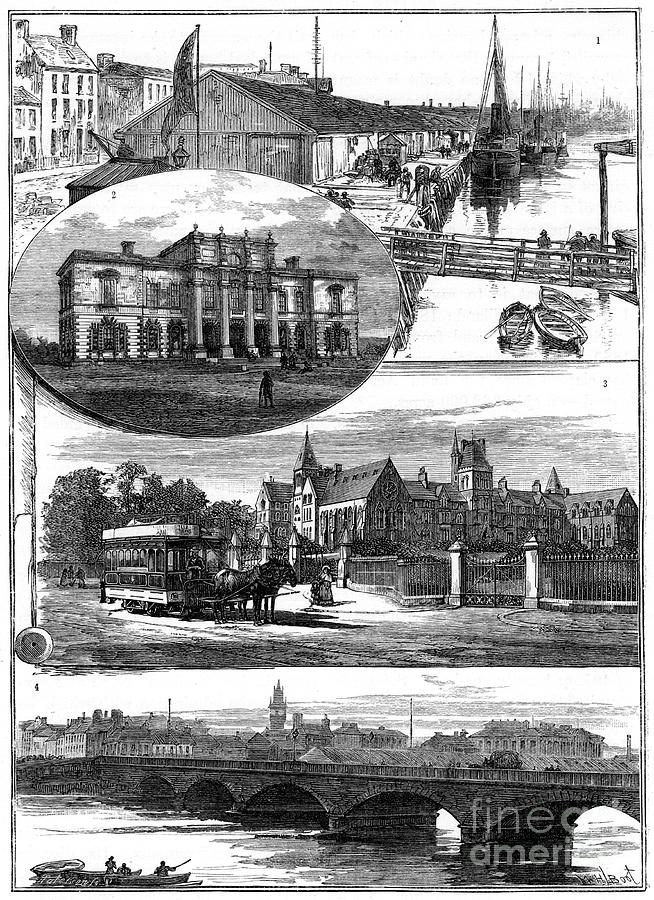 Views Of Belfast, 19th Century. Artist Drawing by Print Collector