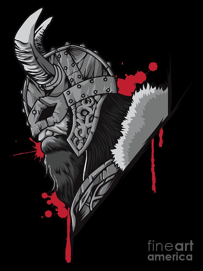 Viking Warrior Raven Odin Valhalla Valknut Loki Digital Art by Mister Tee