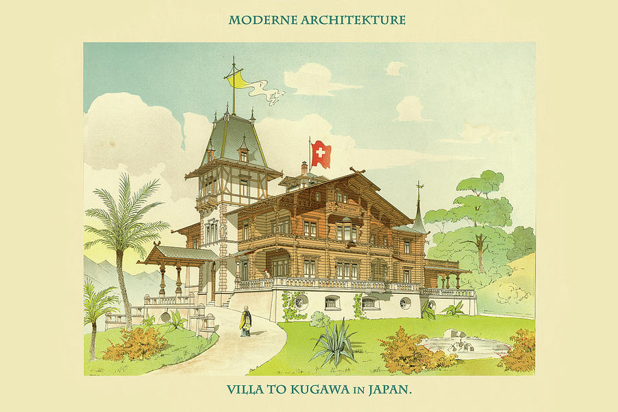 Villa in Kugawa, Japan Painting by J. Gros