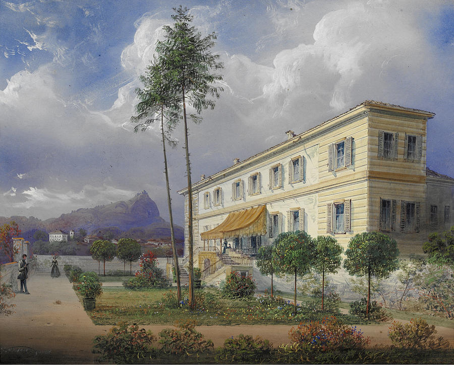 Villa sul Lago, Notturno Painting by Carlo Bossoli