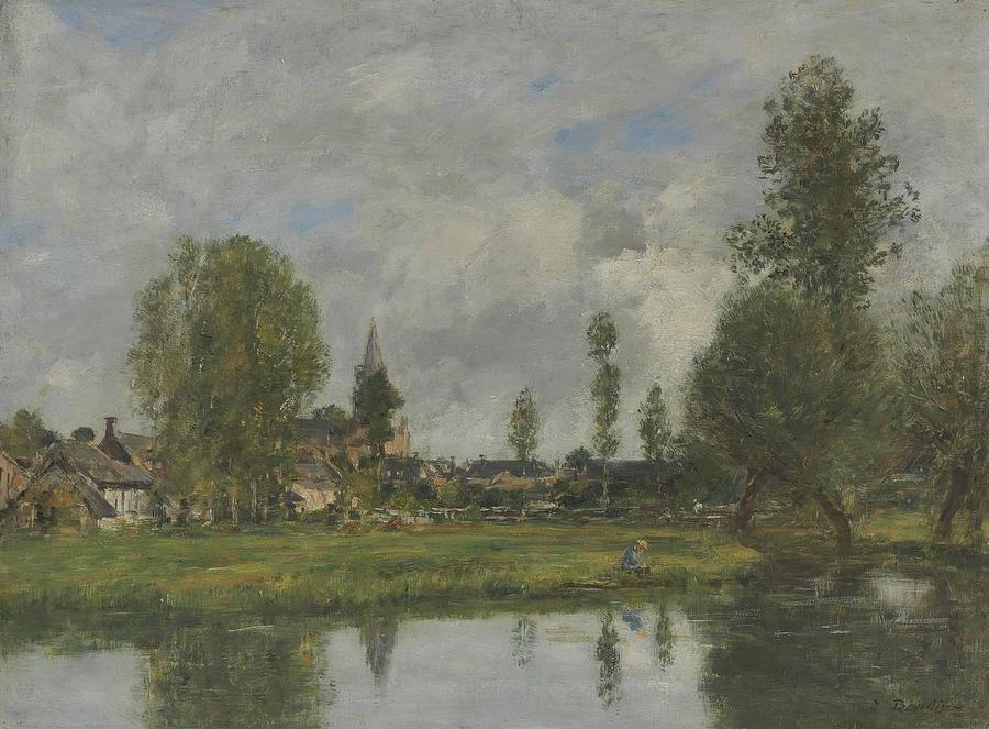 Village in the Outskirts of Dunkerque Painting by Eugene Boudin - Fine ...