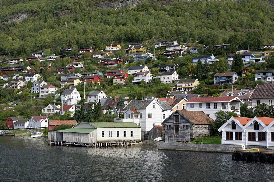 Village Of Aurland Viewed From The Photograph by Jacobo Zanella