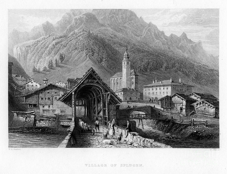 Village Of Splugen, Switzerland, 1834 Drawing by Print Collector